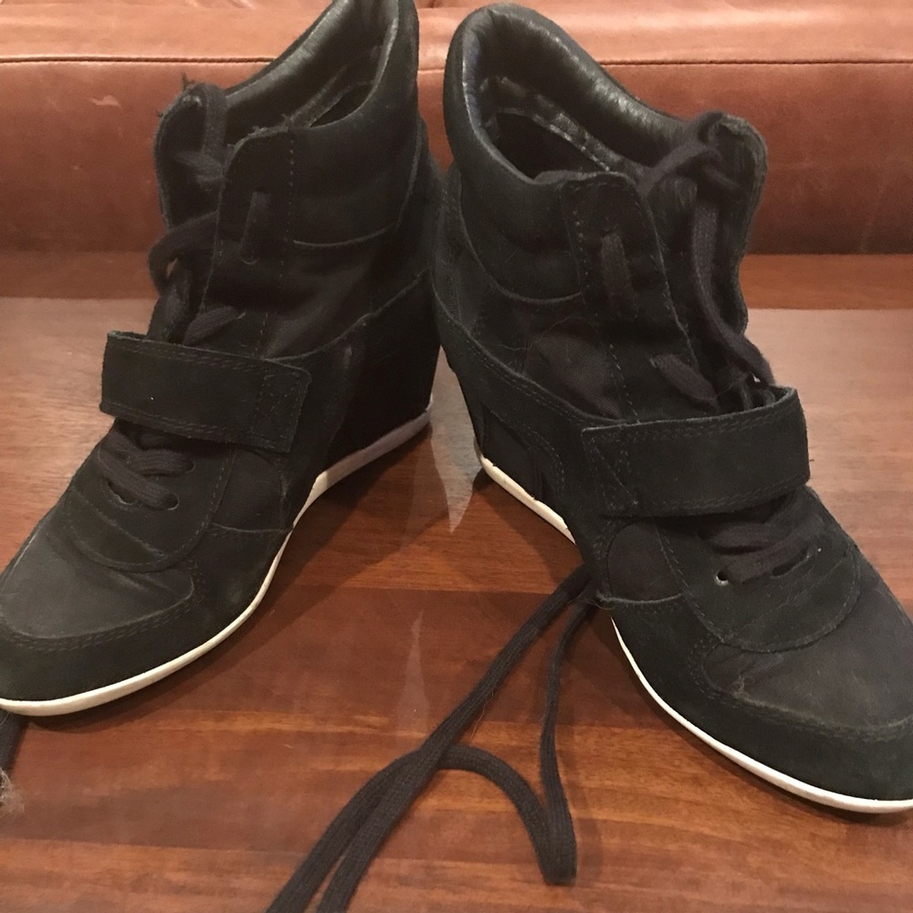 Ash Bowie wedge sneaker black suede and canvas  40